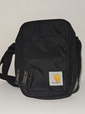 Carhartt Black Compact Messenger Crossbody with Yellow Logo Rain Defender